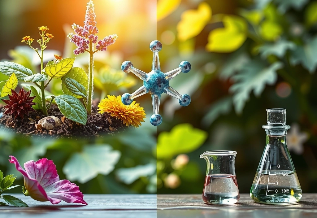 Imagine simbolică a echilibrului dintre natură și știință în produsele Nutrivitab